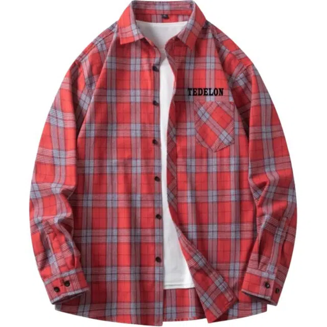 太子龍 美式复古高街清新拼接撞色格纹宽松休闲垂感百搭学院风慵懒格子青少年衬衫 男女同款