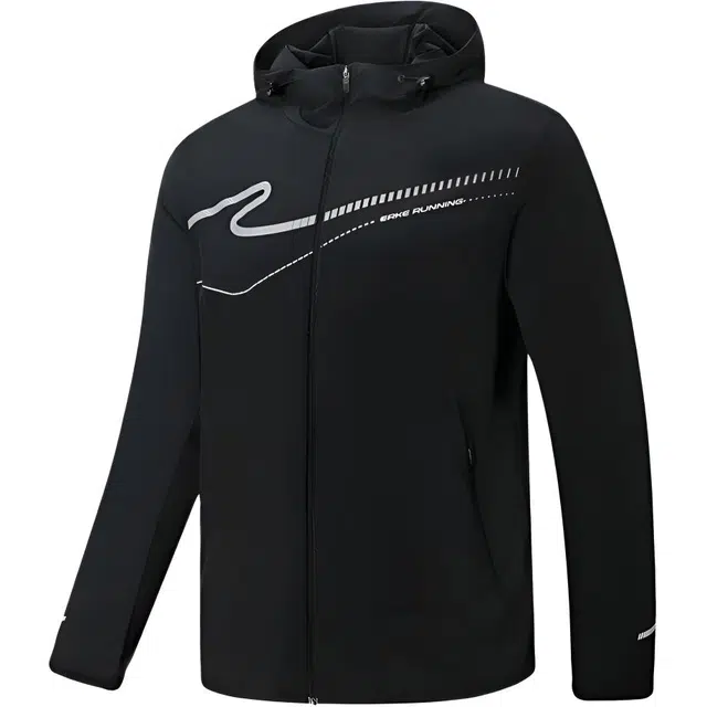 鸿星尔克 运动休闲简约连帽拉链舒适百搭透气风衣 男款