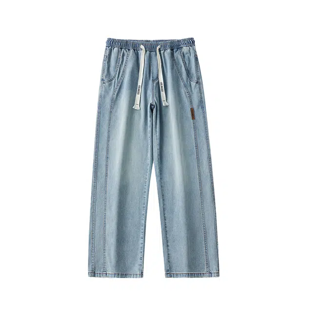 洞洞拐 美式拼接夏季薄款牛仔裤 男女同款