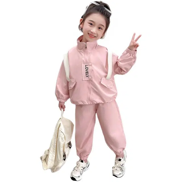 比比我休闲运动套装  女童春秋季后背包包大童潮牌小孩衣服 小女长长袖洋气时髦 舒适帅气轻便