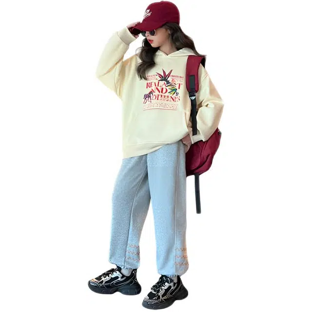 比比我休闲运动套装   女童春秋季 时尚 百搭 大童潮牌小孩衣服 小女孩长袖洋气时髦 舒适帅气轻便软顶