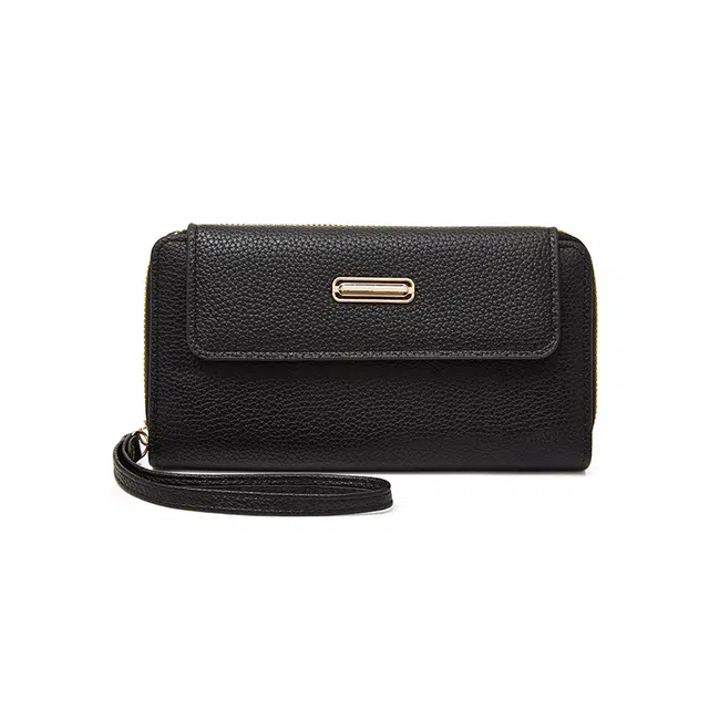 老人头 实用简约多功能钱夹高级质感小众通勤票夹 合成革 钱包 女款 黑色/杏色/橙色