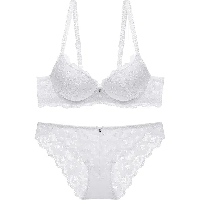 花蔓色 欧美性感女小胸显大聚拢收副乳防下垂透气吸汗上托文胸胸罩内衣裤套装 女款