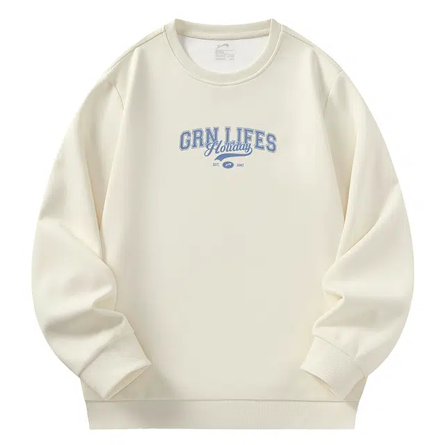 贵人鸟 生活系列 简约纯色百搭字母印花舒适棉质透气针织圆领长袖卫衣 男女同款