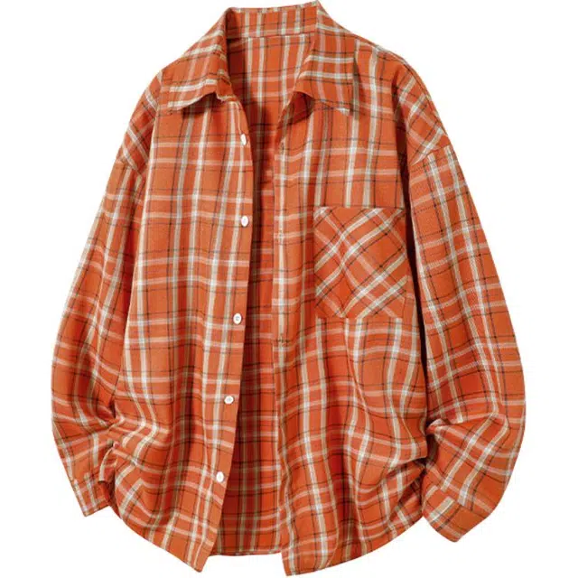 佐菲利 多巴胺美式格子衬衣中长款防晒宽松休闲情侣款薄外套衬衫 男女同款