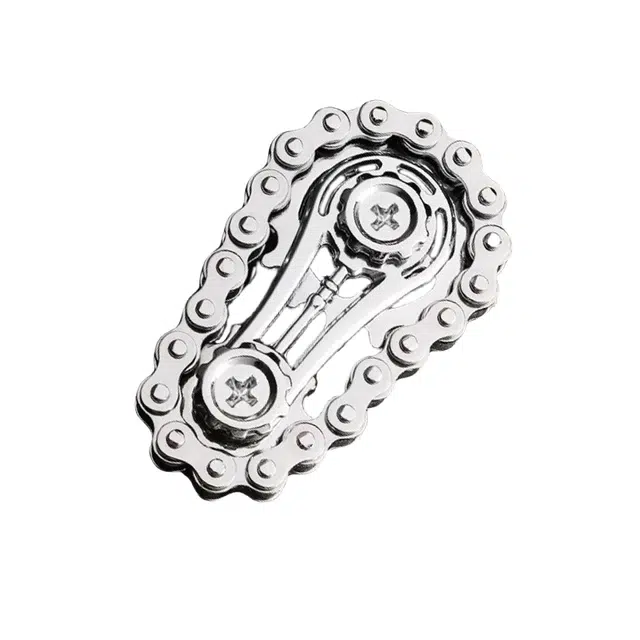 雄俊 解压神器磁力推牌 齿轮联动玩法多样 合金属朋克工业风丝滑链条齿轮手指灵活 无聊机械手飞轮手指手掌转子解压玩具 指尖陀螺