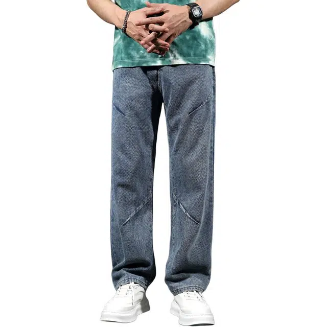 华夏儿女 美式潮牌港风复古潮流直筒裤夏季薄款宽松百搭牛仔裤 男款