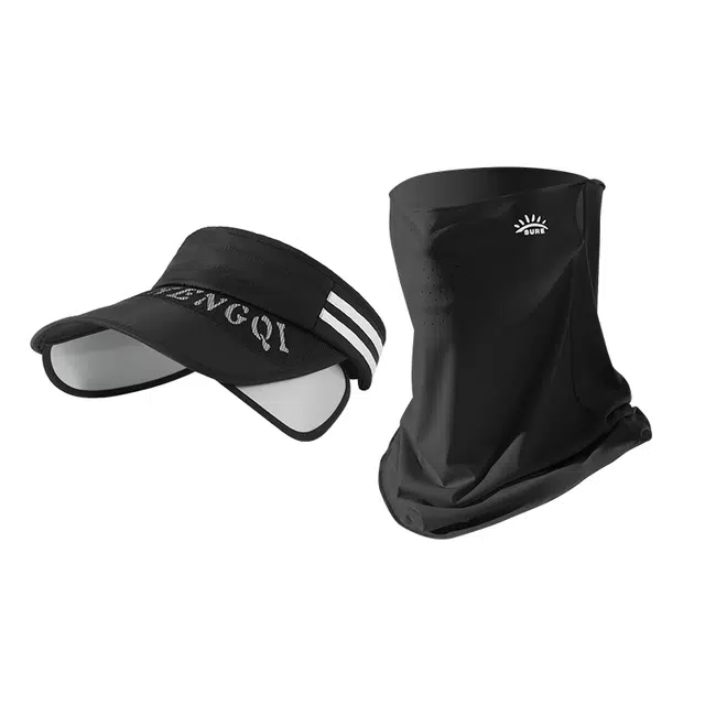 南极人 空顶帽子加长加宽伸缩帽檐户外跑步运动骑车防紫外线遮阳帽速干透气太阳帽遮全脸面罩护颈脖套 锦纶 防晒帽 男女同款情侣款