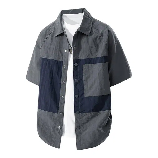 金盾 上衣服饰简约休闲舒适宽松短袖衬衫 男款