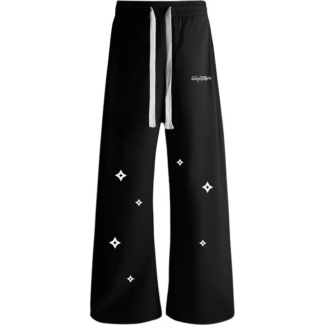 加菲猫家族 日系韩版宽松百搭直筒户外时尚通勤青春活力中性风星星印花校园学院风松紧中腰少年感运动休闲裤 男女同款