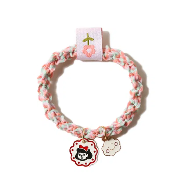 【气质少女甜美发圈】 攸委 可爱温柔粉嫩公主苹果挂坠头绳小清新 树脂 小皮筋闺蜜带手腕扎发两用发绳头饰 女款