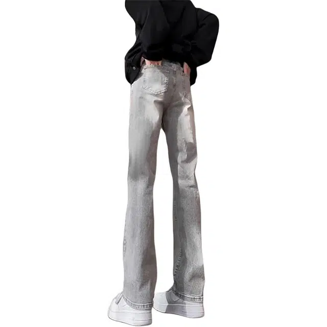 北极绒 美式复古破洞男春秋高街牛仔裤 男款