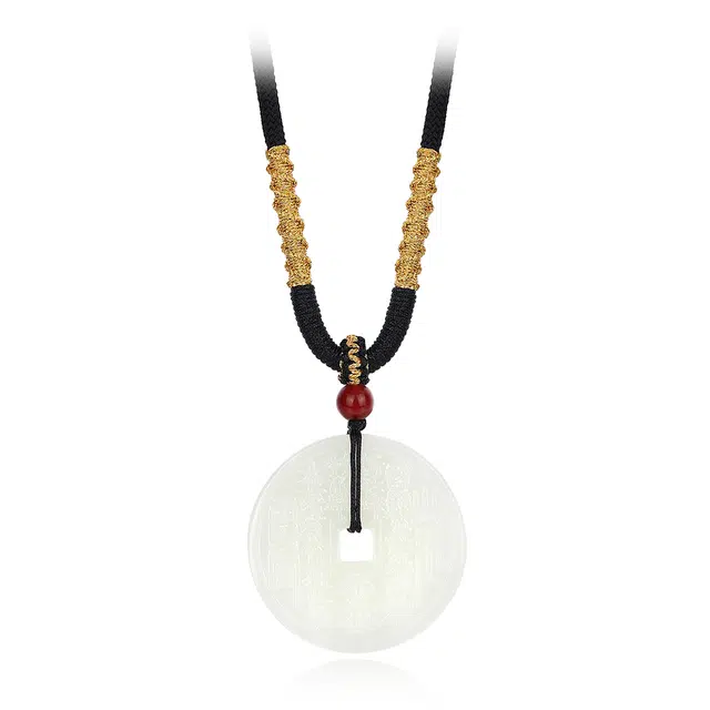 【时来运转】 七可 山鬼钱花 新中式国潮风个性设计 财源广进转运上岸钱币平安扣 招财纳福#好运 地图石 项链 男女同款情侣款