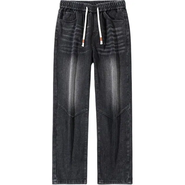 华夏儿女 美式高街男女同款宽松直筒裤夏季薄款休闲百搭阔腿牛仔裤 男款