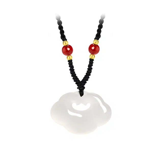 金大福 祥云平安扣 新中式国潮年轻气质优雅平安如意转运珠清冷显白简约小众轻奢时尚高级感经典百搭#好运 玉髓 项链 男女同款情侣款