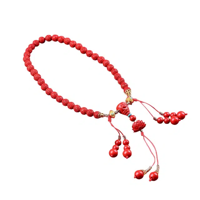 茂琼 精品莲花佛头三通高含量手持设计高档#好运 朱砂 手串 男女同款情侣款