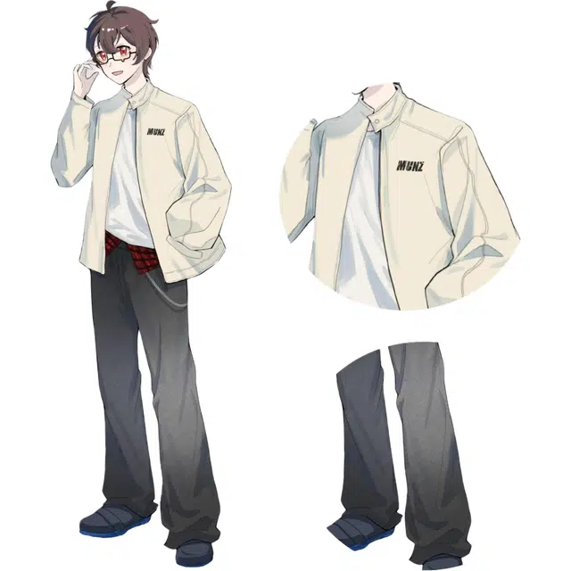 星际者 基础款二次元手绘复古通用弯刀分割直筒阔腿宽松做旧牛仔裤 男女同款