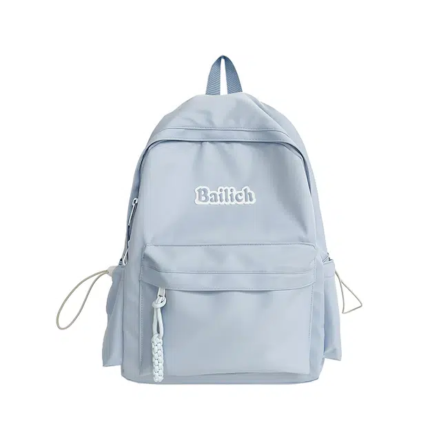 泰格奴 小清新休闲高颜值精美潮版韩版背包初高中生大学生上课百搭书包 尼龙 双肩包 常规 男女同款情侣款 蓝色/米白色/粉色/黑色/绿色