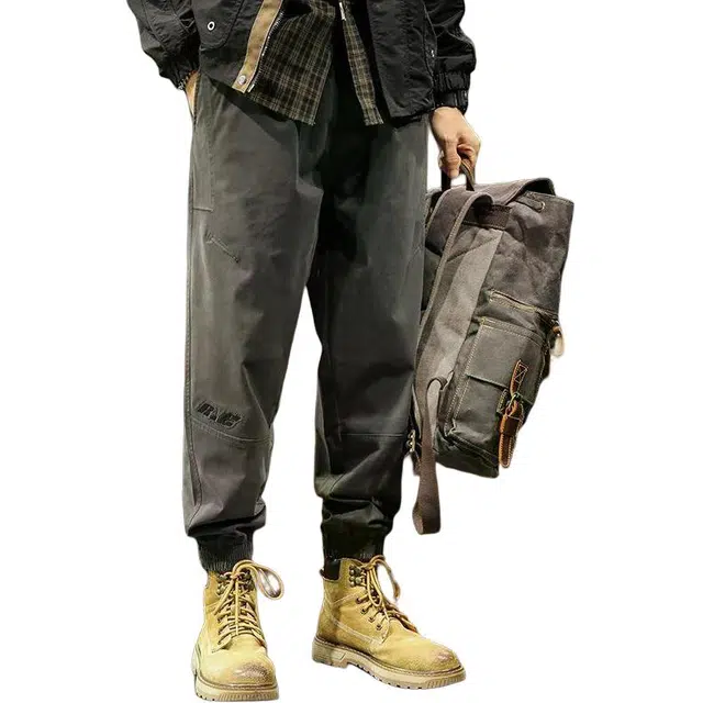 路杰邦 美式重磅复古男士裤子多口袋秋季宽松束脚大码时尚百搭潮流休闲裤工装裤 男款