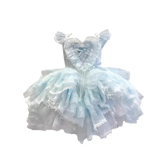 米囹儿童礼服 绣花吊带洛丽塔公主裙高腰