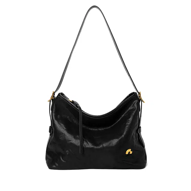 纳兰杜 通勤百搭高级慵懒风小众 牛皮 托特包单肩包 常规 女款 子夜黑