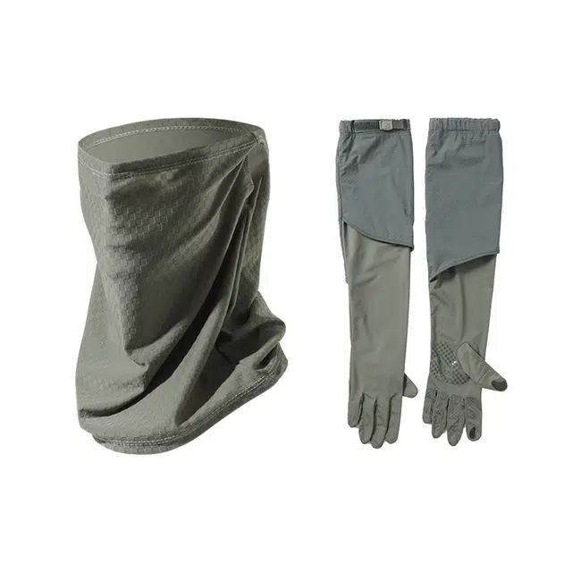 南极人 全脸防紫外线冰丝口罩护颈脖套冰袖手套加长护手臂套冰凉护袖开车骑行户外运动沙漠防沙遮阳 轻薄 防晒面罩 男女同款情侣款