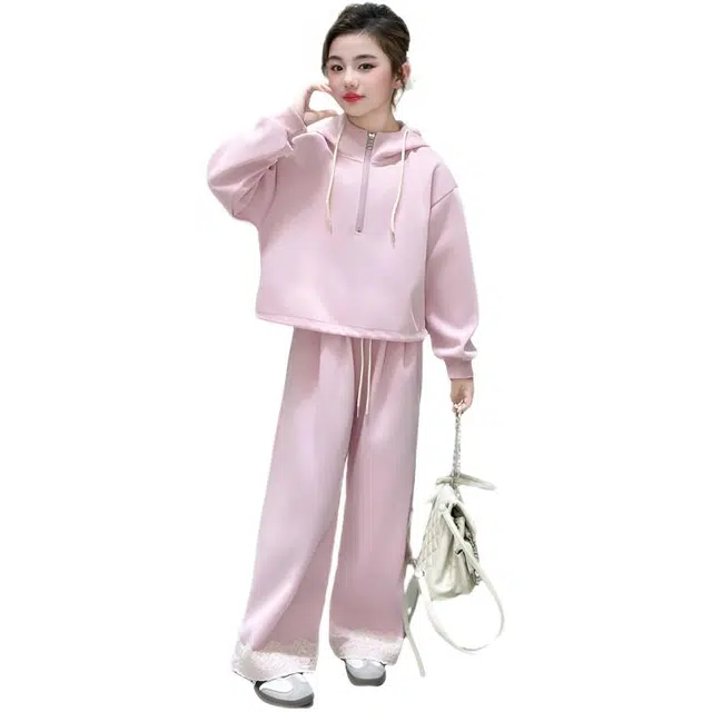 比比我休闲运动套装  女童春秋季脚口花边大童潮牌小孩衣服 小女孩长袖洋气时髦 舒适帅气轻便