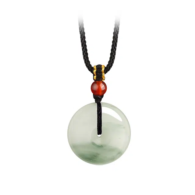 金大福 烟雨平安扣 国潮古典雅韵中式精致远山黛清雅平安顺遂细腻轻奢高级感通勤百搭吊坠编织绳#好运 天山翠 项链 男女同款情侣款