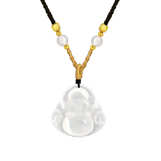 金大福 弥勒佛吊坠 国潮平安喜乐本命大肚佛笑脸佛公小众轻奢上岸幸运佛公新中式国风转运顺遂锁骨链#好运 玉髓 项链 男女同款情侣款