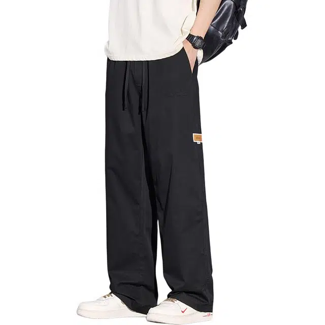 协协乐 美式潮牌复古纯棉秋冬季纯色高街青少年直筒宽松阔腿休闲长裤工装裤 男款