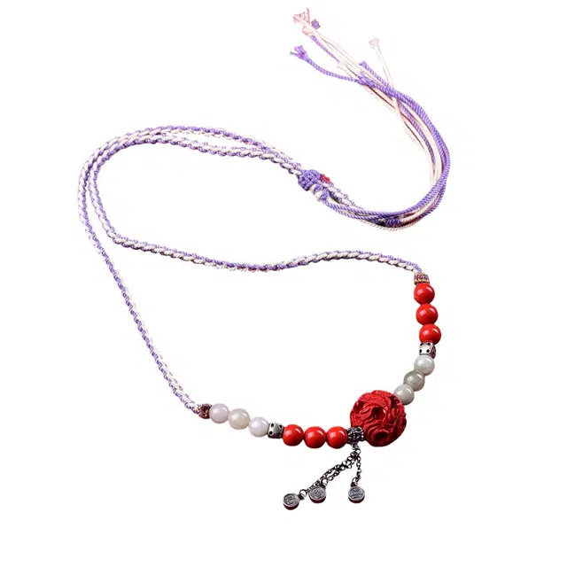 茂琼 平安喜乐 鬼工球吊坠时尚民族风高级感小众百搭#好运 朱砂 项链 男女同款情侣款