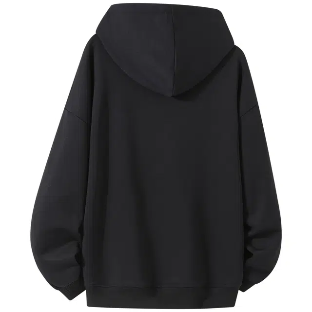 吾皇猫 原创美式复古高街简约基础款学院风字母印花连帽上衣潮牌休闲宽松时尚百搭舒适重磅长袖卫衣 男女同款