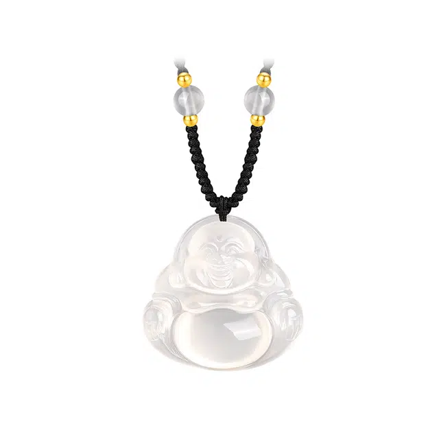 金大福 弥勒佛 国潮新中式平安喜乐本命大肚佛笑脸佛公小众轻奢上岸幸运佛公国风转运顺遂锁骨链#好运 玉髓 项链 男女同款情侣款