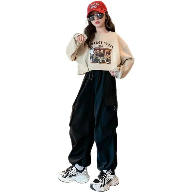 比比我休闲运动套装   女童春秋季大童潮牌小孩衣服 小女孩韩版 长袖洋气时髦 舒适帅气轻便
