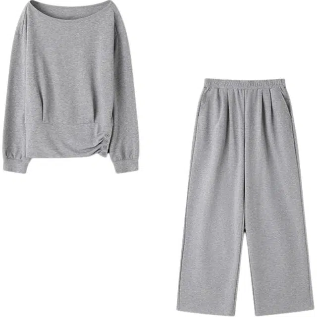 潞优野 轻盈舒适通用空气棉感宽松时尚百搭两件套休闲套装 女款