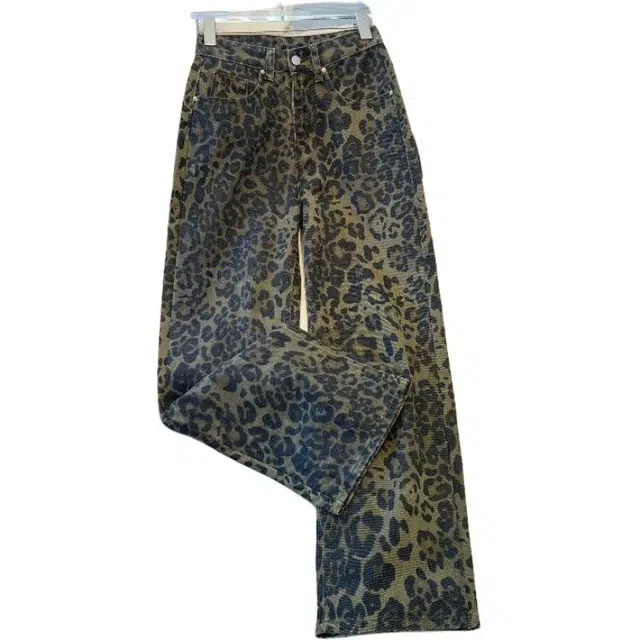 么宁 潮牌豹纹高街重磅美式复古宽松阔腿裤百搭休闲简约显高显瘦垂感牛仔裤 女款