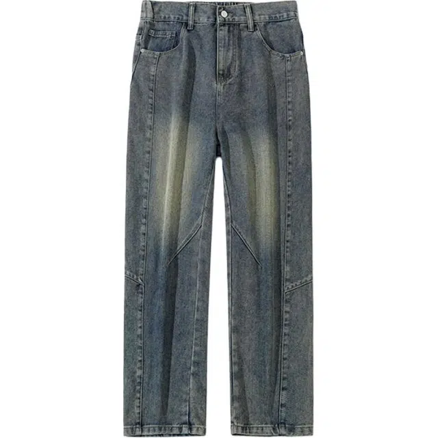 华夏儿女 高街潮流复古直筒裤宽松潮牌休闲时尚百搭阔腿牛仔裤 男款