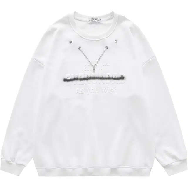 梓润格 潮牌美式高街基础款重磅项链设计运动通勤嘻哈纯色上衣宽松休闲百搭舒适学院风简约学生经典卫衣 男女同款