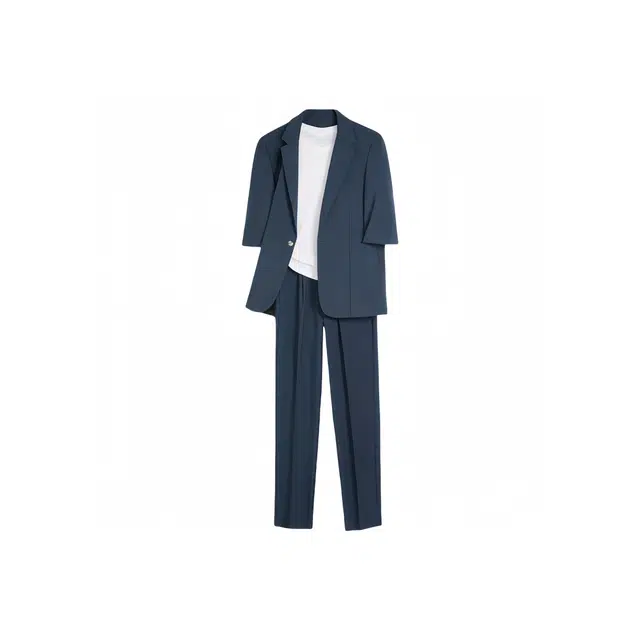 空白町 轻商务经典日系休闲系列毕业典礼上班族职场通勤婚礼庆典高级感基础款两件套宽松简约百搭弹力西装套装 男女同款