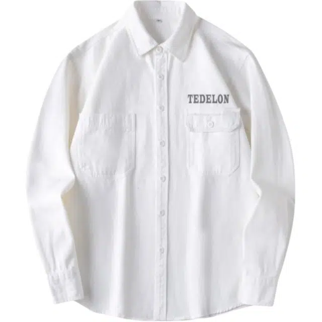 太子龍 美式复古基础款纯色宽松休闲百搭简约高级潮流青少年日常通勤衬衫 男款