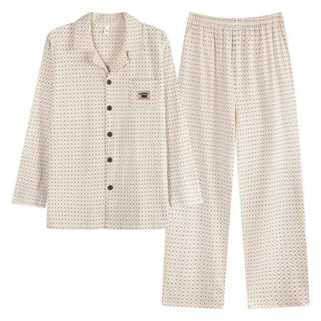 俏霓桐 春秋季时尚大方高级感简约轻奢气质休闲百搭透气家居服可外穿睡衣套装 男款