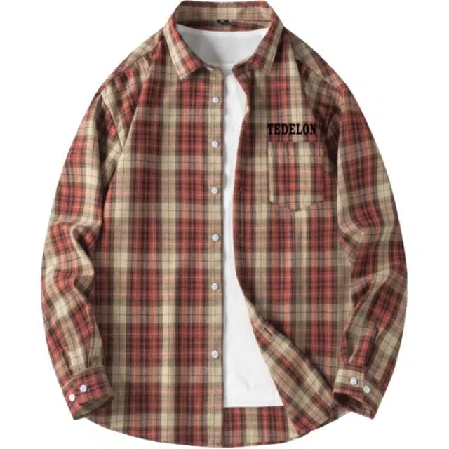 太子龍 美式复古格子休闲简约学院风单穿叠穿外穿日系口袋垂感宽松显瘦衬衫 男女同款