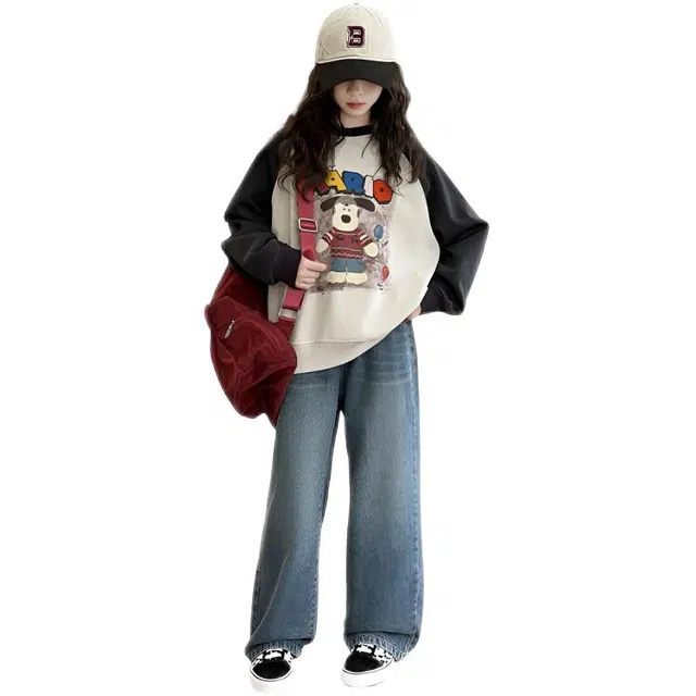 比比我休闲运动套装  女童春秋季卡通狗卫衣大童潮牌小孩衣服 小女孩长袖洋气时髦 舒适帅气轻便
