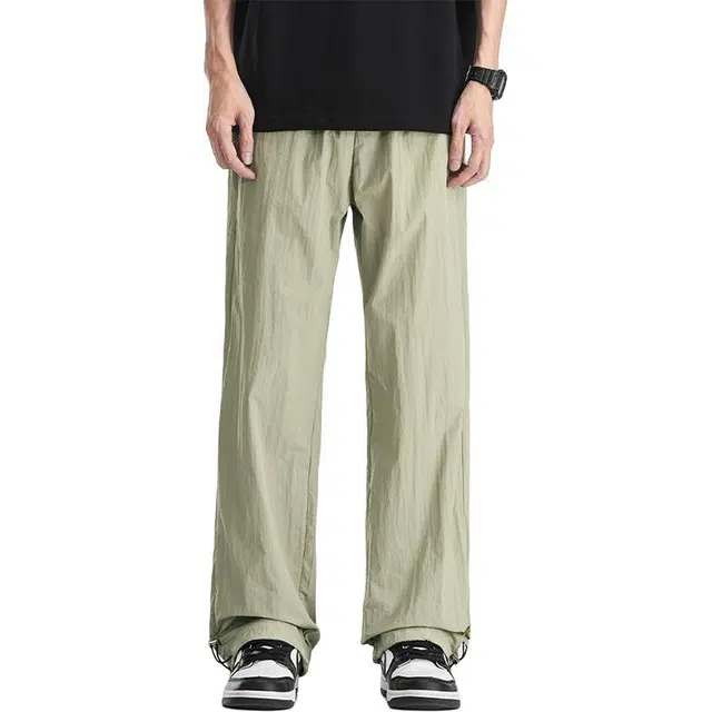 炳盛 冰丝阔腿潮牌夏季垂感宽松直筒工装长裤子休闲裤 男女同款