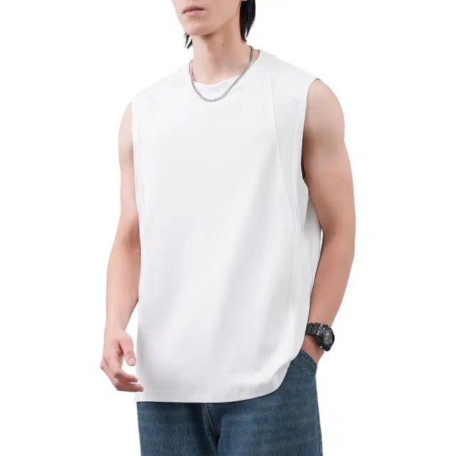 杜克恩 凉感莱赛尔无袖坎肩夏季薄款外穿美式街头跑步运动健身宽松休闲舒适冰丝汗衫 背心 男女同款