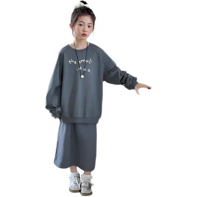 比比我休闲运动套装  女童春秋季卫衣半身裙大童潮牌小孩衣服 小女孩长袖洋气时髦 舒适帅气轻便