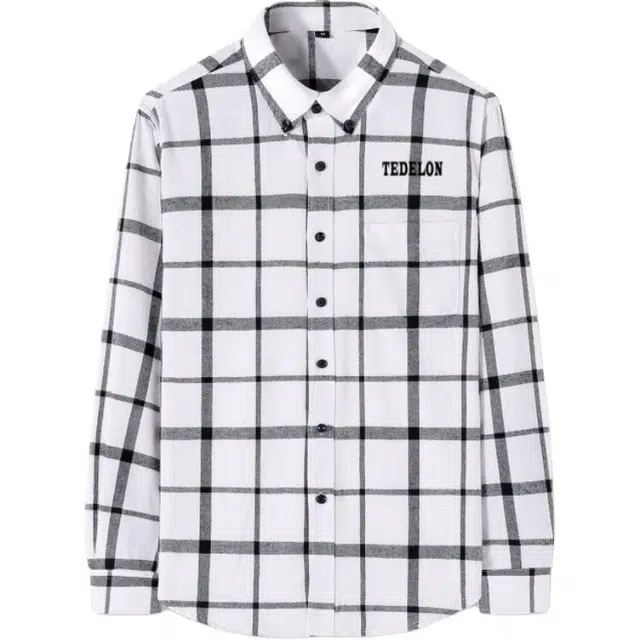 太子龍 简约日系慵懒风美式复古学院风格纹透气舒适翻领户外通勤衬衫 男款