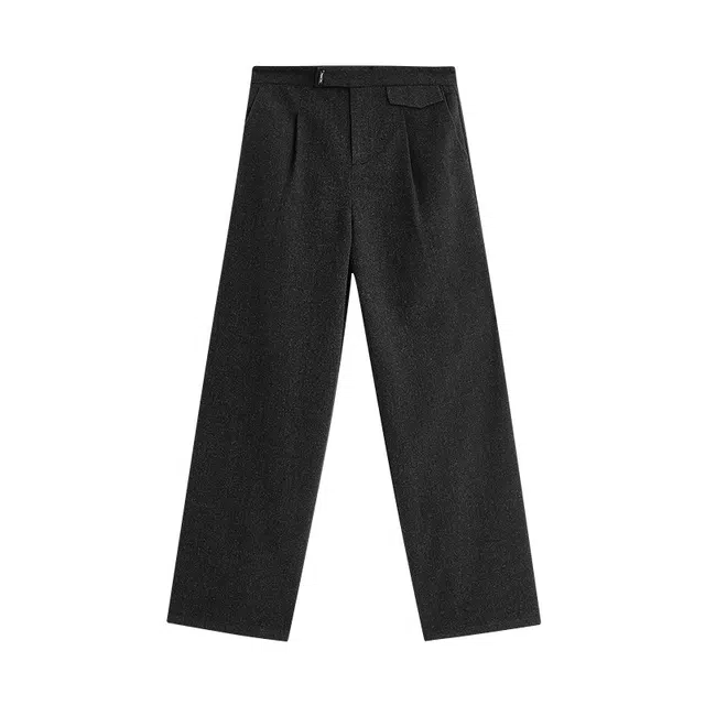 茵曼 简约高腰直筒裤小个子百搭潮流宝藏显瘦垂感慵懒早秋穿搭平价入秋时尚氛围不贴腿休闲裤 女款