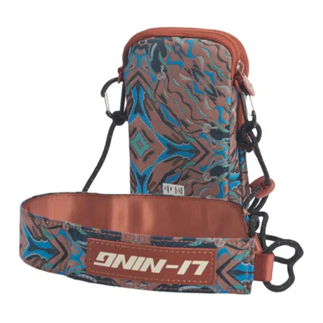 李宁 巴黎时装周走秀款 敦煌图案 胸包单肩挎包 豆沙粉色