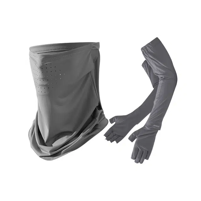 南极人 冰丝面罩全脸防紫外线护颈围脖套宽松冰袖加长护手臂套袖户外开车骑行钓鱼登山沙漠防沙遮阳透气冰凉 轻薄 防晒袖 男款